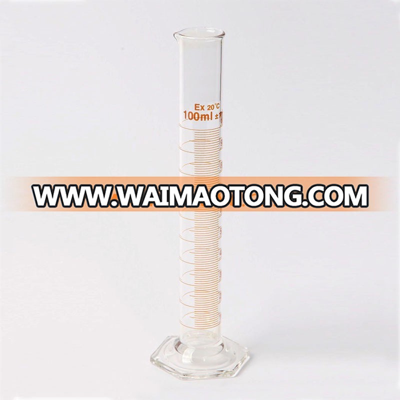 laboratory instrument glass graduated measuring cylinder with hexagonal base