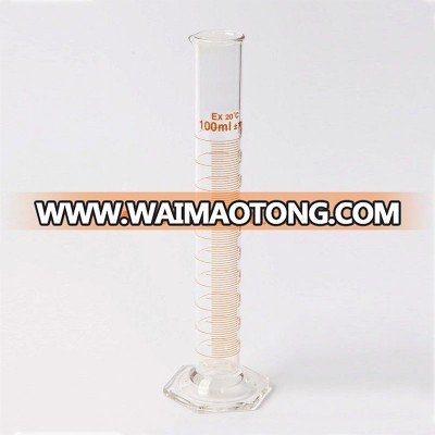 laboratory instrument glass graduated measuring cylinder with hexagonal base